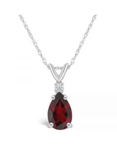 Garnet (1-1/5 ct. t.w.) and Diamond Accent Pendant Necklace in 14K Yellow Gold or 14K White Gold