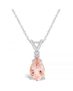 Morganite (3/4 ct. t.w.) and Diamond Accent Pendant Necklace in 14K Yellow Gold or 14K White Gold