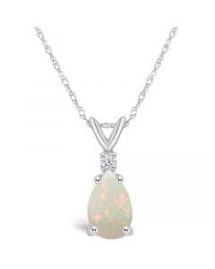 Opal (1/2 ct. t.w.) and Diamond Accent Pendant Necklace in 14K White Gold or 14K Gold