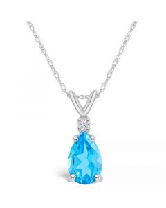 Blue Topaz (1-3/8 ct. t.w.) and Diamond Accent Pendant Necklace in 14K Yellow Gold or 14K White Gold