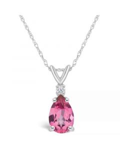 Pink Topaz (1 ct. t.w.) and Diamond Accent Pendant Necklace in 14K White Gold or 14K Yellow Gold