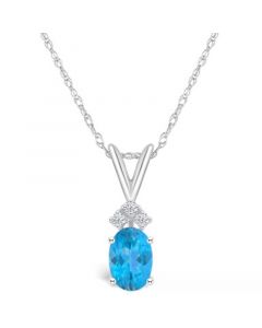 Blue Topaz (1 ct. t.w.) and Diamond Accent Pendant Necklace in 14K White Gold or 14K Gold