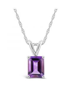 Amethyst (1-5/8 ct.t.w) Pendant Necklace in 14K White Gold