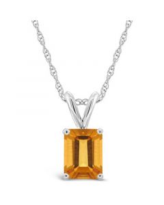 Citrine  (1-5/8 ct.t.w) Pendant Necklace in 14K White Gold