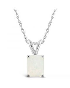 Opal (3/4 ct.t.w ) Pendant Necklace in 14K White Gold or 14K Yellow Gold