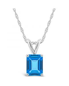 Blue Topaz (2 ct.t.w) Pendant Necklace in 14K White Gold