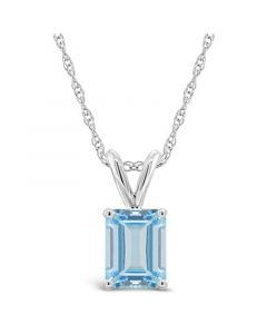 Aquamarine Pendant Necklace (1-3/8 ct.t.w) in 14K White Gold