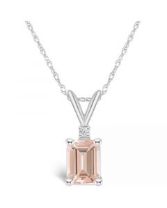 Morganite (7/8 ct. t.w.) and Diamond Accent Pendant Necklace in 14K Yellow Gold or 14K White Gold