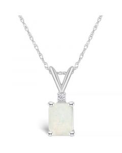 Opal (1/2 ct. t.w.) and Diamond Accent Pendant Necklace in 14K Yellow Gold or 14K Gold