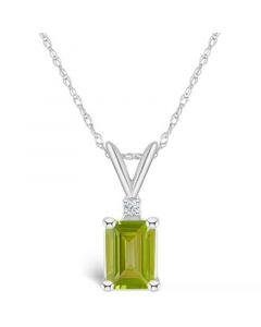 Peridot (1-1/10 ct. t.w.) and Diamond Accent Pendant Necklace in 14K Yellow Gold or 14K White Gold