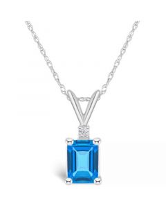 Blue Topaz (1-1/3 ct. t.w.) and Diamond Accent Pendant Necklace in 14K Yellow Gold or 14K White Gold