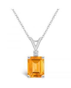 Citrine and Diamond Accent Pendant Necklace (2-1/4 ct.t.w) 14K White Gold or 14K Yellow Gold