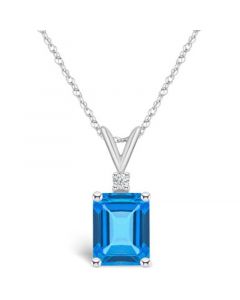 Blue Topaz (3 ct. t.w.) and Diamond Accent Pendant Necklace in 14K Yellow Gold or 14K White Gold