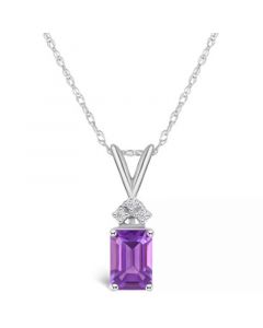 Amethyst (1 ct. t.w.) and Diamond Accent Pendant Necklace in 14K Yellow Gold or 14K White Gold