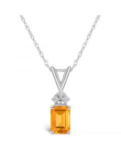 Citrine (1 ct. t.w.) and Diamond Accent Pendant Necklace in 14K White Gold or 14K Yellow Gold