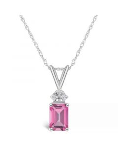 Pink Topaz (1-1/3 ct. t.w.) and Diamond Accent Pendant Necklace in 14K Yellow Gold or 14K White Gold