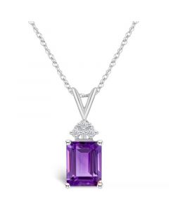 Amethyst (2-1/4 ct. t.w.) and Diamond (1/10 ct. t.w.) Pendant Necklace in 14K Gold or 14K White Gold