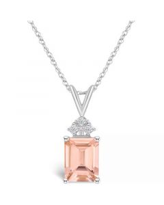 Morganite (2-7/8 ct. t.w.) and Diamond (1/10 ct. t.w.) Pendant Necklace in 14K White Gold or 14k Gold