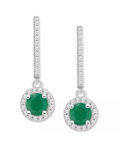 Sapphire (1-1/3 ct. t.w.) & Diamond (1/4 ct. t.w.) Halo Leverback Drop Earrings in Sterling Silver (Also in Emerald & Ruby)