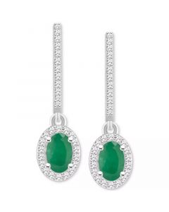 Sapphire (1-1/5 ct. t.w.) & Diamond (1/3 ct. t.w.) Leverback Drop Earrings in Sterling Silver (Also in Emerald & Ruby)