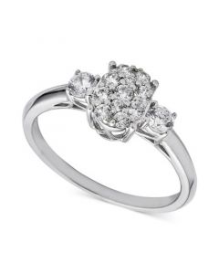 Diamond Oval Cluster Ring (1/2 ct. t.w.) in 14k White Gold