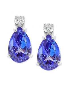 Tanzanite (3/4 ct. t.w.) & Diamond Accent Stud Earrings in 14k White Gold