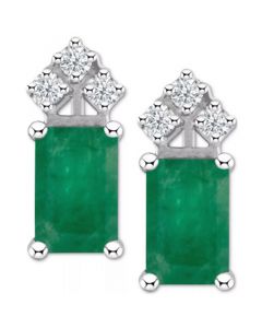 Ruby (1-3/8 ct. t.w.) & Diamond (1/8 ct. t.w.) Crown Stud Earrings in 14k White Gold (Also in Emerald & Tanzanite)