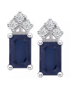 Sapphire (1-3/8 ct. t.w.) & Diamond (1/8 ct. t.w.) Crown Stud Earrings in 14k Gold or 14k White Gold