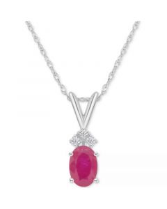 Ruby (1 ct. t.w.) & Diamond Accent 18" Pendant Necklace in 14k White Gold (Also in Sapphire)