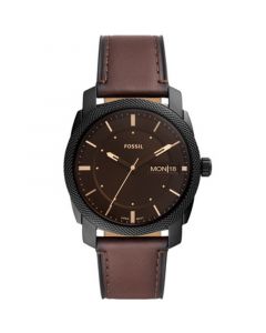 Men's Machine Brown Leather Strap Watch 42mm