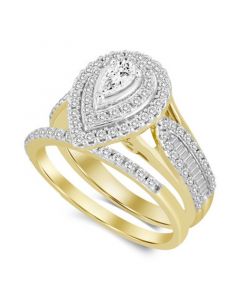 Diamond Pear Halo Bridal Set (1 ct. t.w.) in 14k Two-Tone Gold