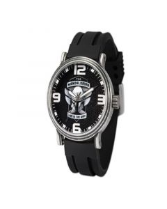 Men's Disney Star Wars Mandalorian, the Vintage Inspired Alloy Black Rubber Strap Watch 44mm