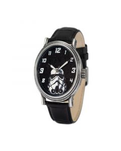 Men's Disney Star Wars Antique-Like Alloy Black Leather Strap Watch 44mm