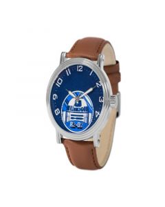 Men's Disney Star Wars R2-D2 Alloy Brown Leather Strap Watch 44mm