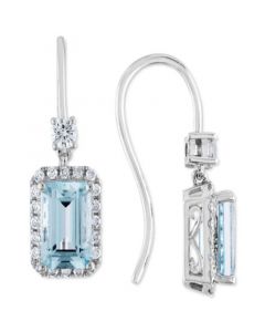 Aquamarine (1-5/8 ct. t.w.) & Diamond (1/3 ct. t.w.) Drop Earrings in 14k White Gold