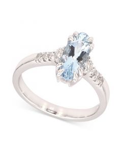 Aquamarine (5/8 ct. t.w.) & Diamond (1/4 ct. t.w.) Ring in 10k White Gold