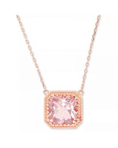 Cubic Zirconia Cushion Pendant Necklace, 18" + 2" extender (Also in Nano Morganite)