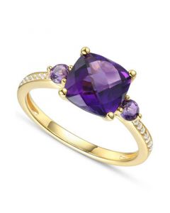 Amethyst (2-1/3 ct. t.w.) & Diamond (1/20 ct. t.w.) Ring in 14k Gold