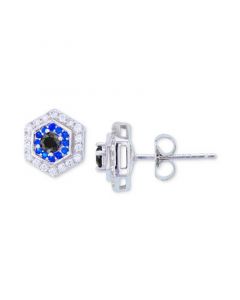 Cubic Zirconia Evil Eye Stud Earrings in Sterling Silver