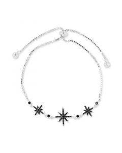 Black Spinel Starburst Chain Bracelet (1/2 ct. t.w.) in Sterling Silver