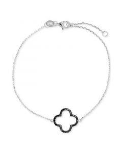 Black Spinel Clover Chain Bracelet (1/3 ct. t.w.) in Sterling Silver