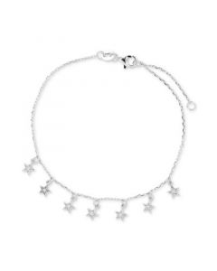 Cubic Zirconia Dangle Star Chain Bracelet in Sterling Silver or 14k Gold-Plated Sterling Silver