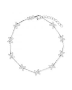 Cubic Zirconia X Chain Bracelet in Sterling Silver or 14k Gold-Plated Sterling Silver