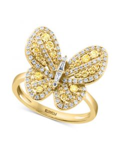 EFFY® Yellow Diamond (1/3 ct. t.w.) & White Diamond (1/3 ct. t.w.) Butterfly Ring in 14k Gold