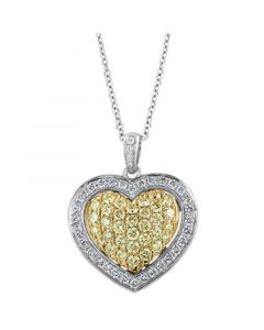 EFFY® Yellow Diamond (3/4 ct. t.w.) & White Diamond (3/8 ct. t.w.) Heart Halo 18" Pendant Necklace in 14k Two-Tone Gold