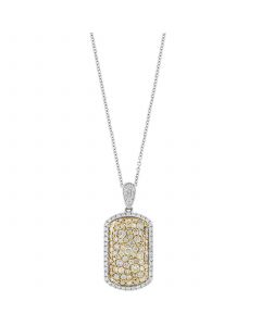 EFFY® Multicolor Diamond (1-1/8 ct. t.w.) & White Diamond (1/3 ct. t.w.) Halo Cluster Dog Tag 18" Pendant Necklace in 14k Two-Tone Gold