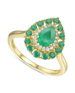 Sapphire (1-1/2 ct. t.w.) & Diamond (1/10 ct. t.w.) Teardrop Cluster Ring in 14k Gold (Also in Emerald & Ruby)