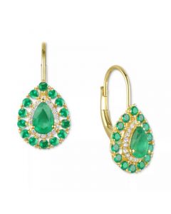 Ruby (1-3/4 ct. t.w.) & Diamond (1/6 ct. t.w.) Teardrop Leverback Drop Earrings in 14k Gold (Also in Emerald and Sapphire)