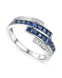 Sapphire (1 ct. t.w.) & Diamond (1/6 ct. t.w) Statement Ring in 14k White Gold