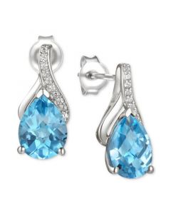 Blue Topaz (2-1/2 ct. t.w.) & Diamond Accent Drop Earrings in 14k White Gold